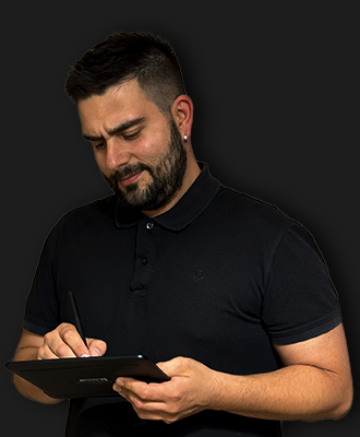 web designer sta usando un tablet